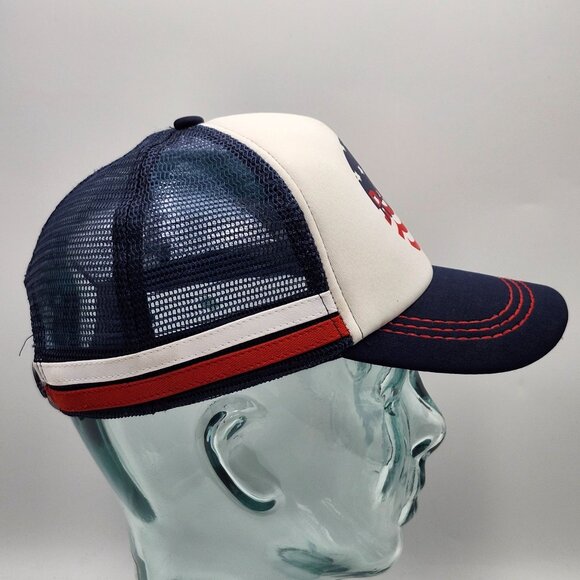 Roxy Patriotic American Stars Stripes Red White Blue Trucker Hat Mesh Snapback - Picture 7 of 13